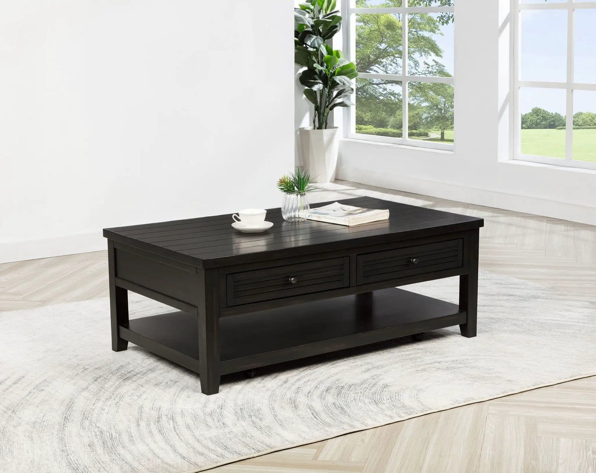 Concord 2-drawer Rectangular Coffee Table Distressed Java | 48 x 28.25 x 18.25 in | Solid Wood & Veneer | Living Room