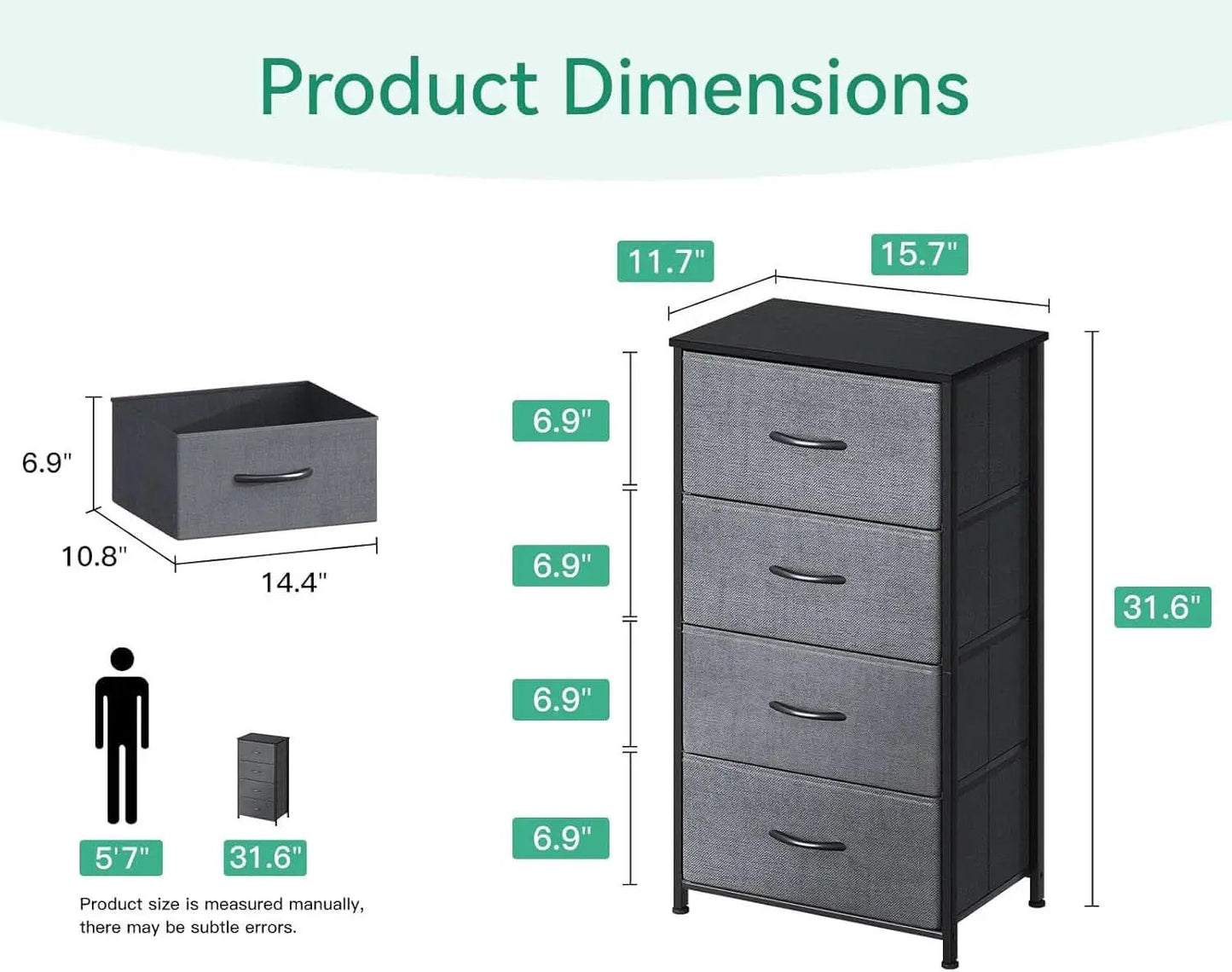Compact 4 Drawer Dresser Dark Grey For Small Bedrooms from PriceLows™