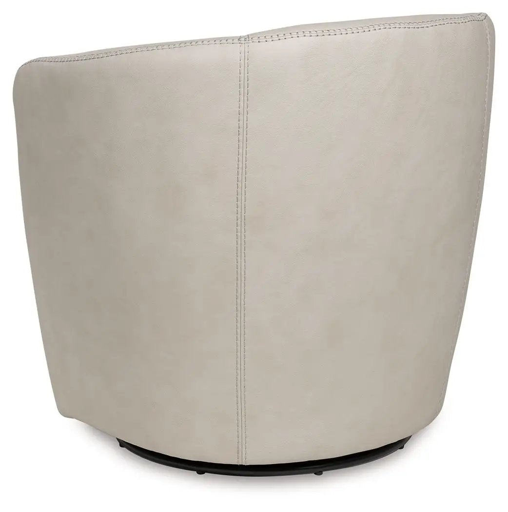 Kierreys Swivel Accent Chair | Supple Leather | Barrel Back | 31.63 Inch Height
