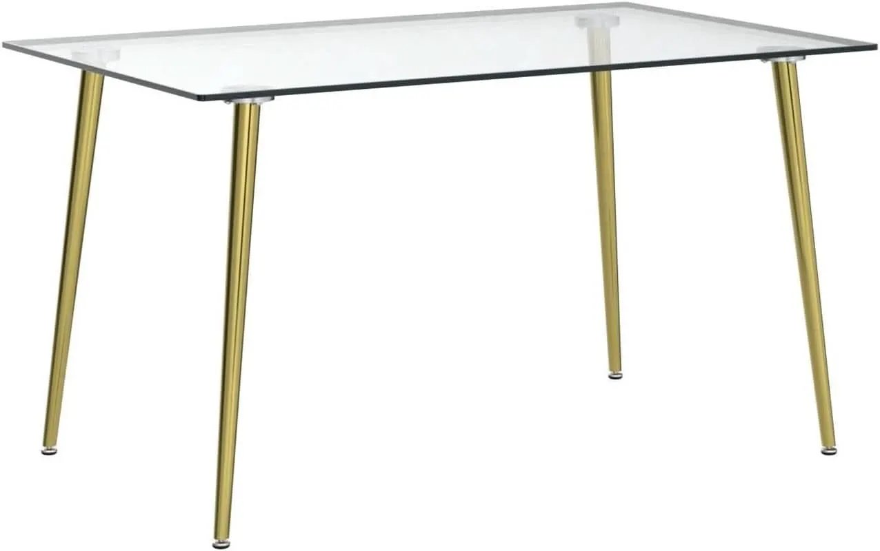 Glass Dining Table For 4 51 Inch Tempered Glass Gold Legs from PriceLows™