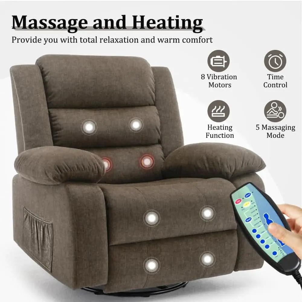 Brown Recliner Chair With 360 Swivel For Home Comfort from PriceLows™