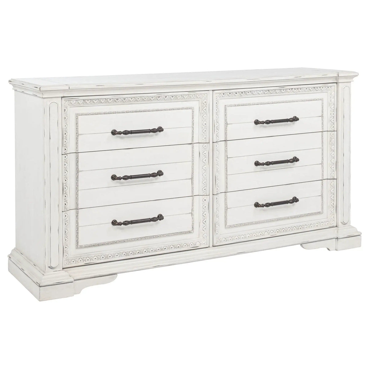 McKinney 6-drawer Bedroom Dresser Cabinet Vintage | 73.5 x 20.5 x 39.25 in | Engineered Wood | White