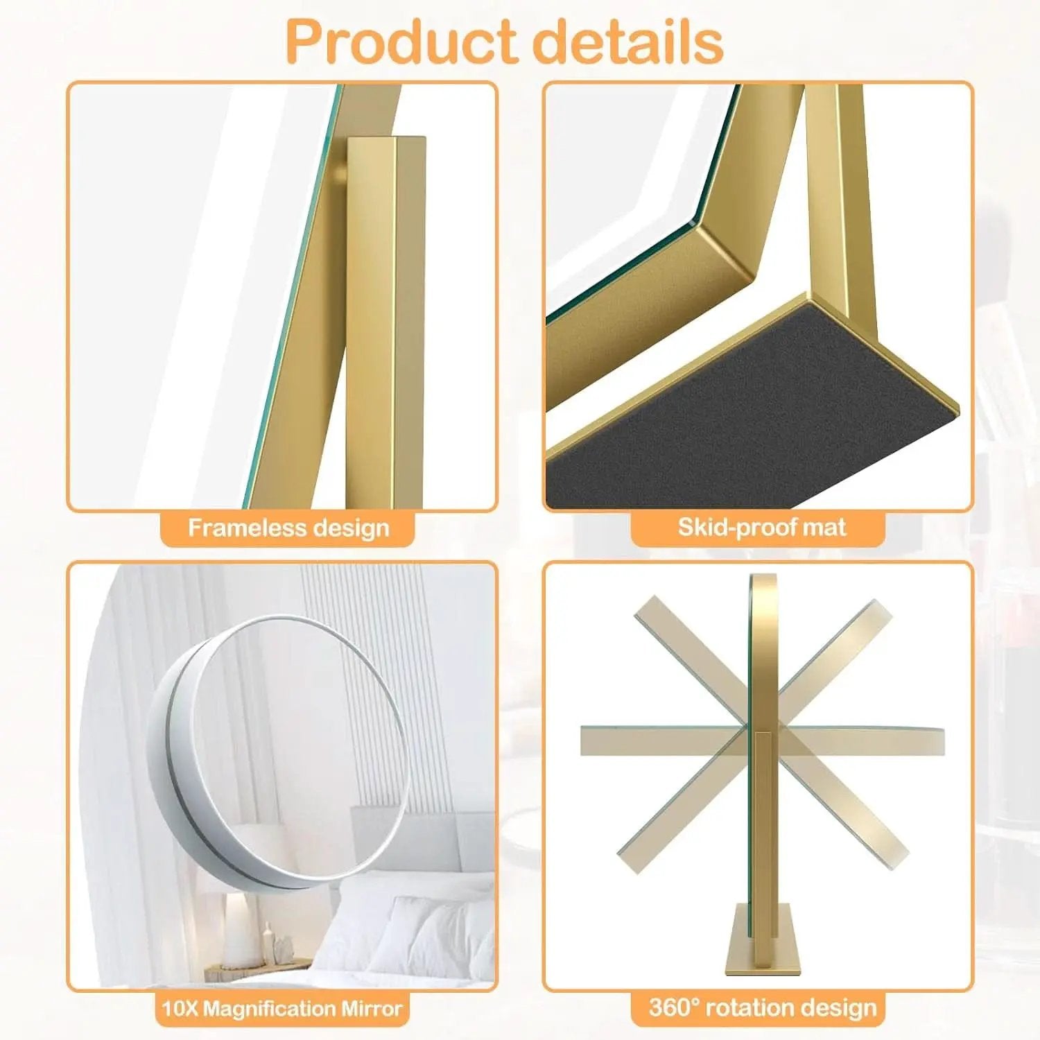 Lighted Makeup Mirror With LED Three Color Lighting Modes from PriceLows™