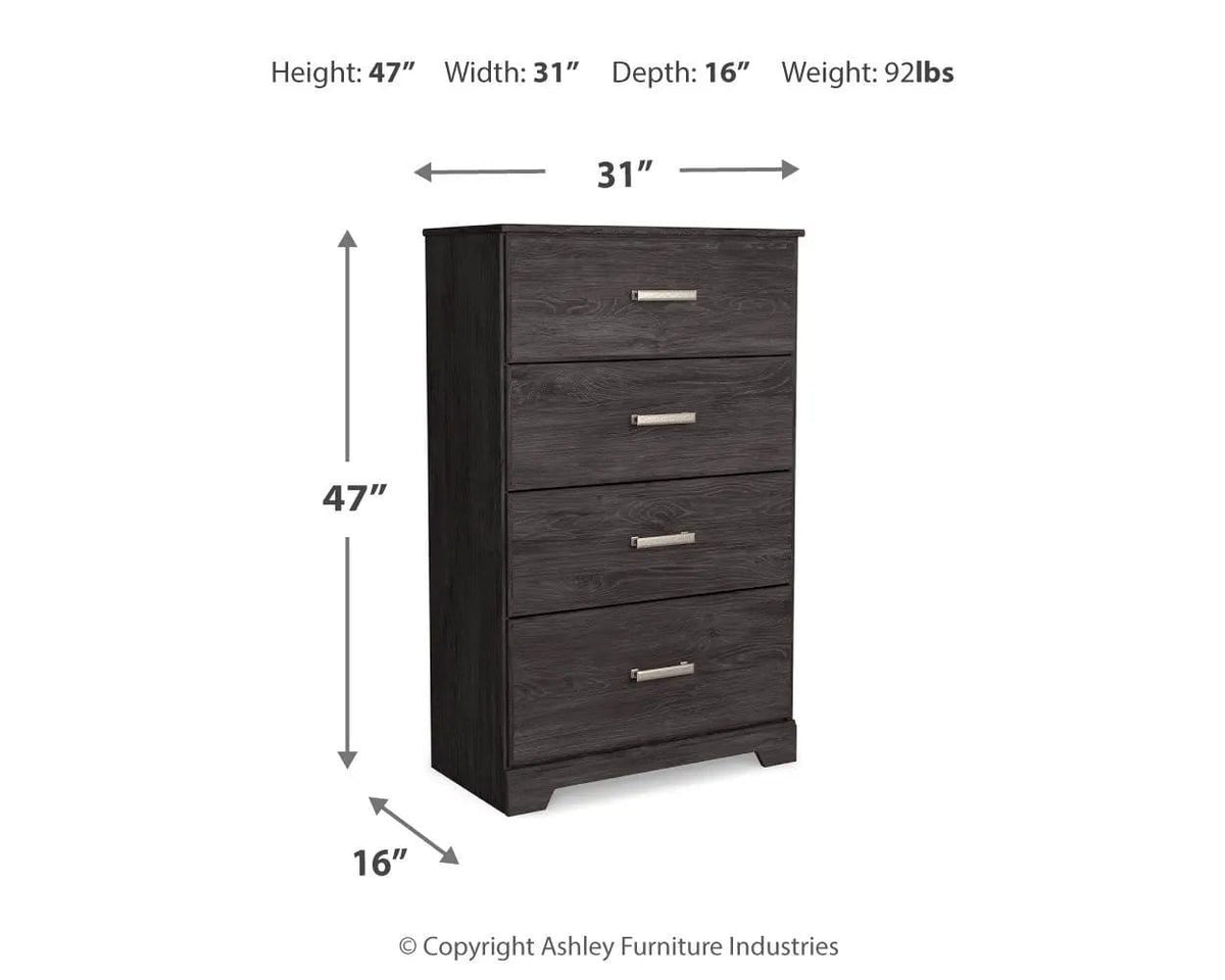 Belachime Four Drawer Chest | 30.24 x 15.59 x 46.34 in | Engineered Wood & Mdf | Charcoal