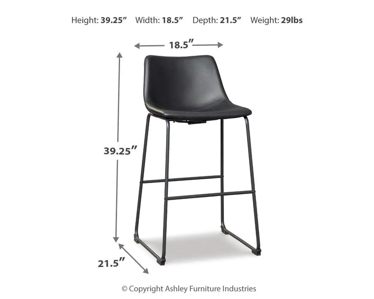 Centiar Upholstered Barstool | Set Of 2 | Contoured Bucket Seat | Tubular Metal Base