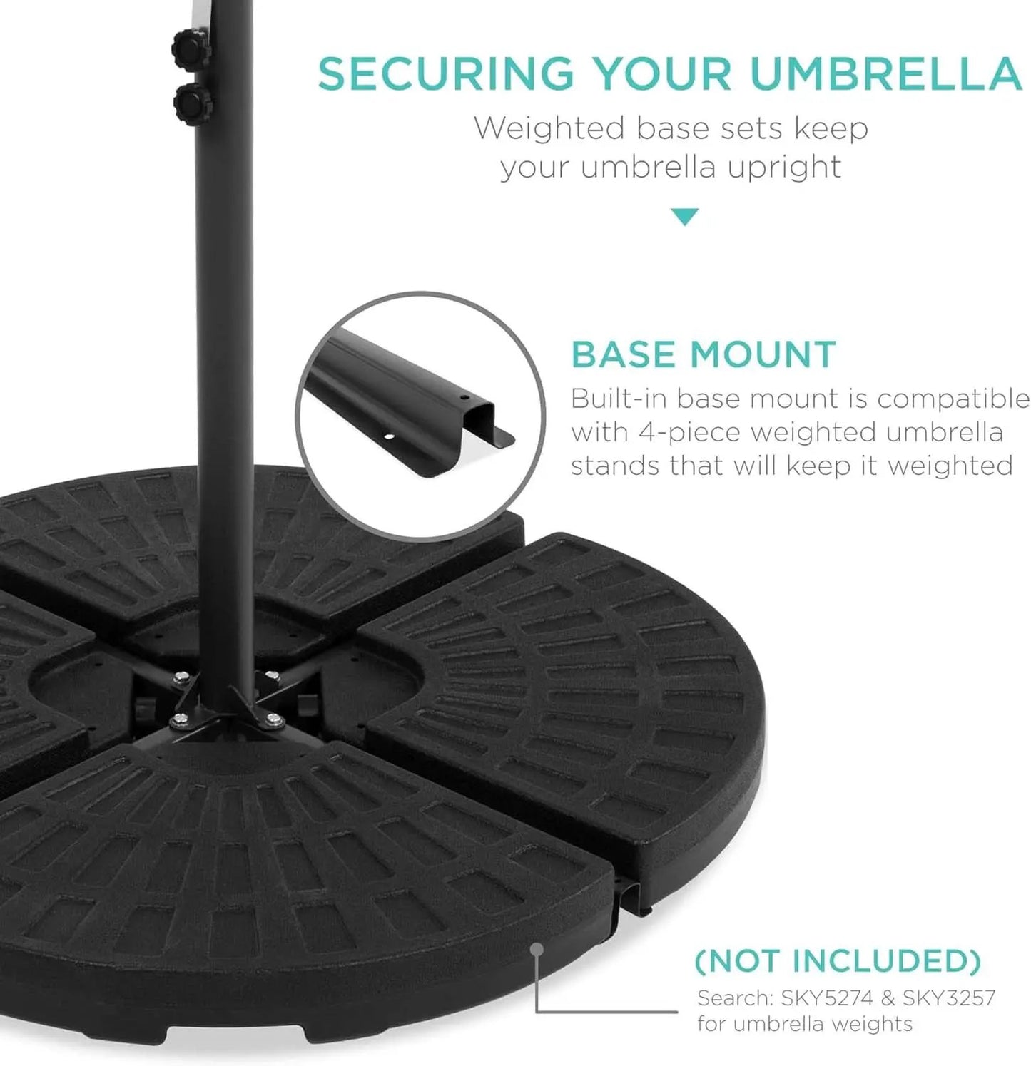 10 Foot Solar LED Offset Patio Umbrella With Easy Tilt Adjustment In Tan For Backyard Use from PriceLows™