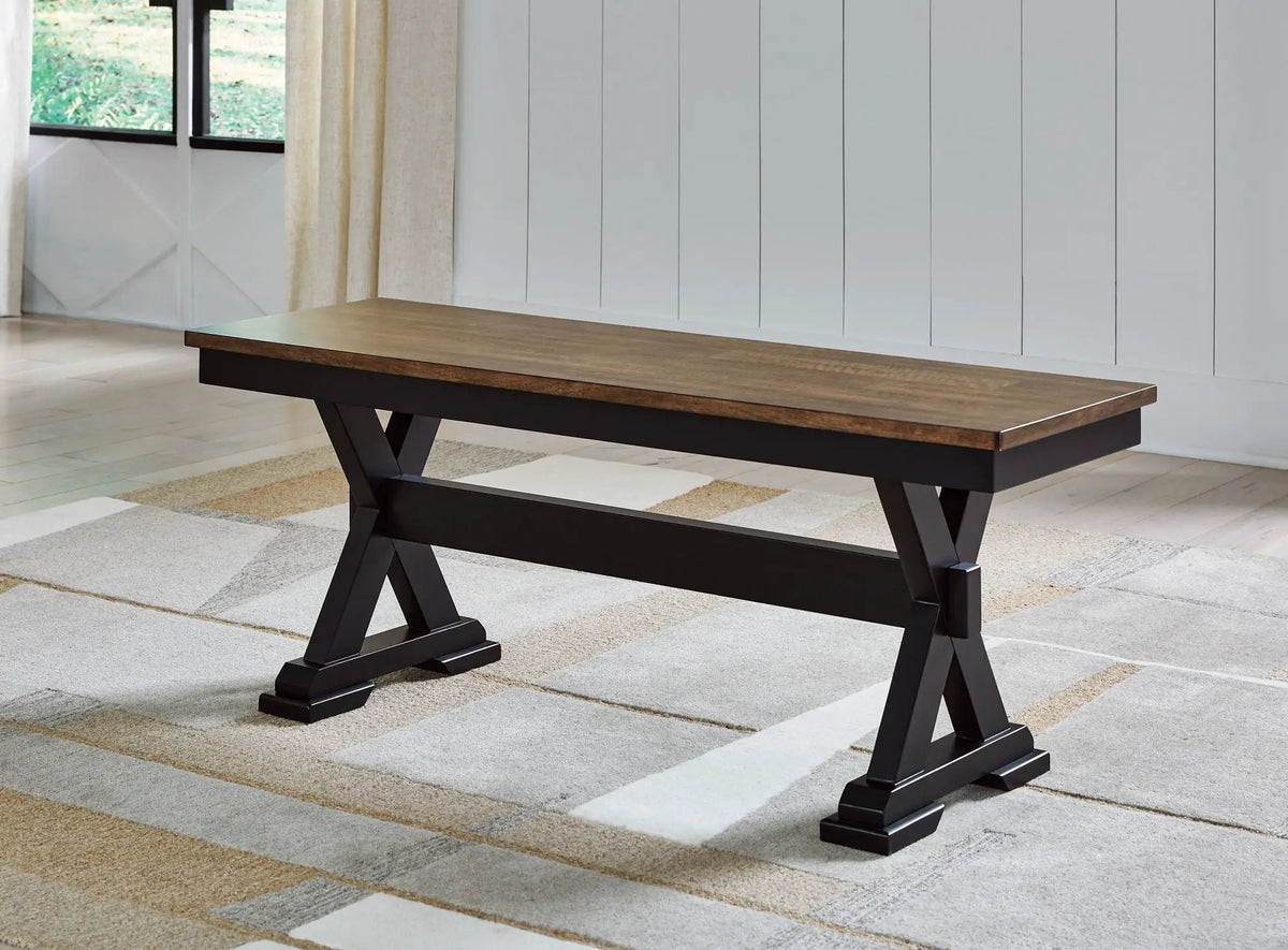 Wildenauer Dining Bench | 48 Inch Width | Modern Farmhouse Style | Two-Tone Finish