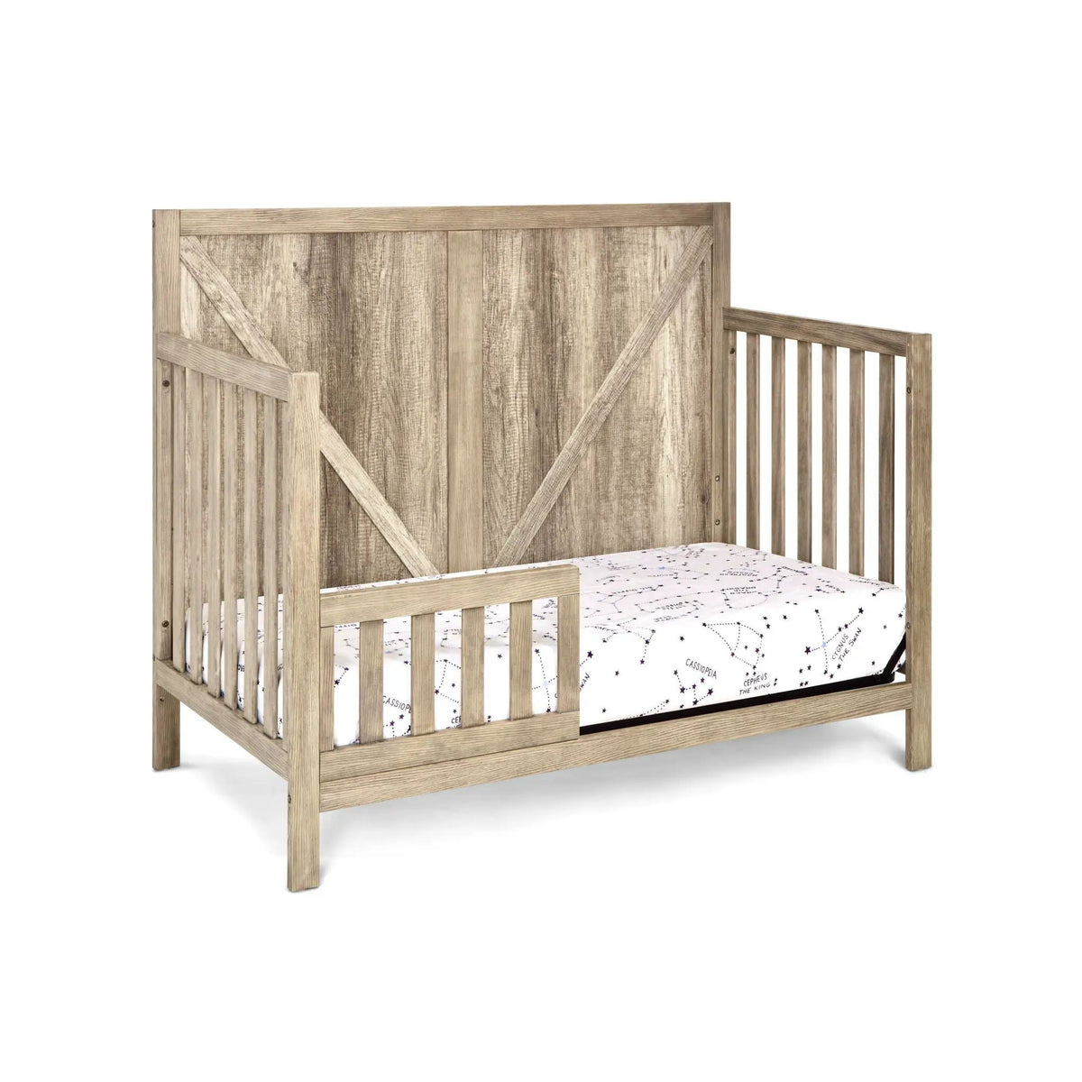 Barnside 4-In-1 Convertible Crib | Vintage Chestnut Finish | Toddler Bed And Full Bed | Adjustable Mattress Heights