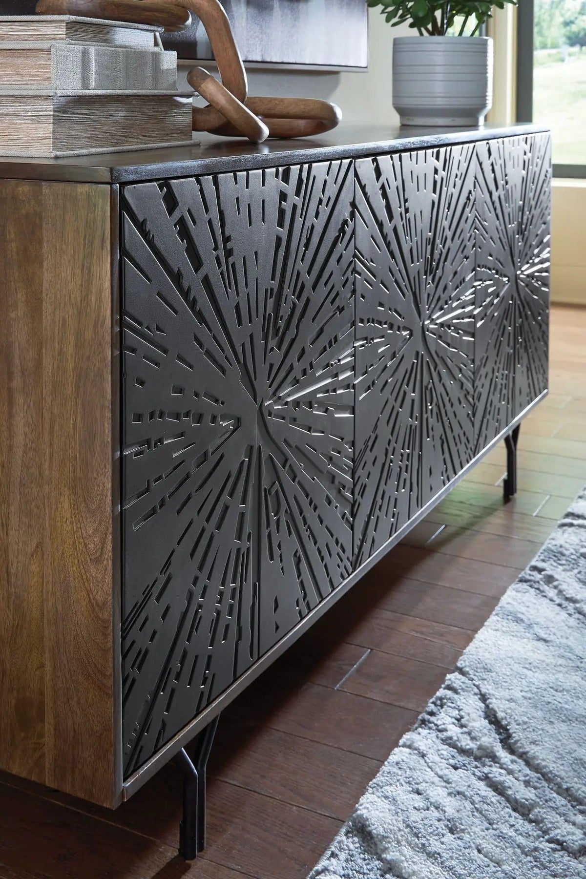 Lavinmont Accent Cabinet | 64.13 x 16.13 x 30.13 in | Mango Wood & Metal | Multi Brown