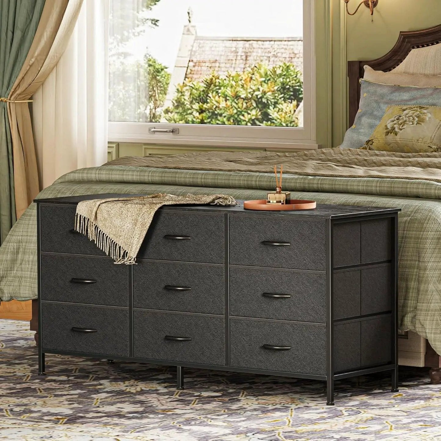 47 Inch 9 Drawer TV Stand Dresser For 50 55 Inch TVs Black from PriceLows™