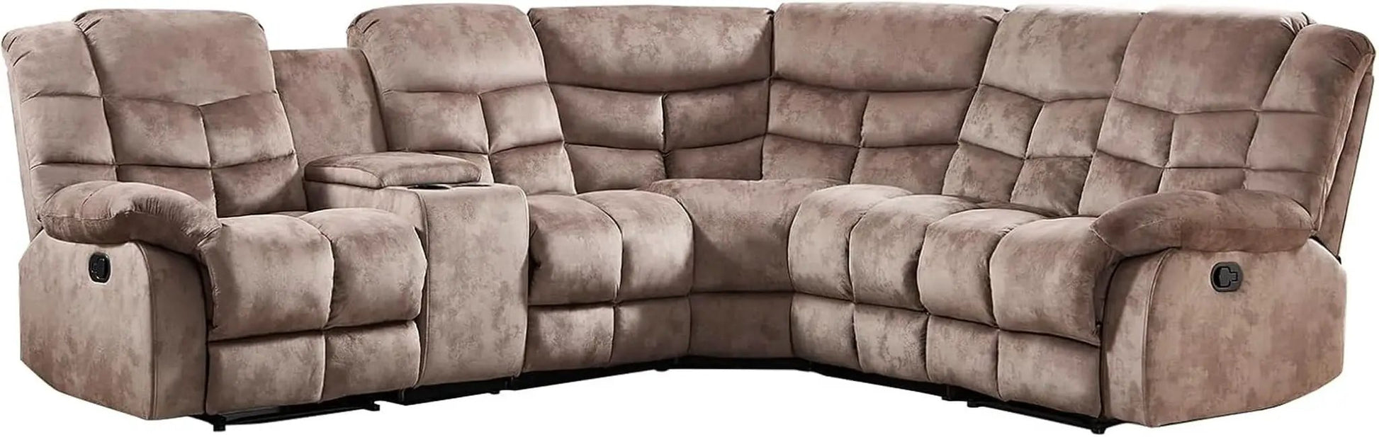 Brown Manual Reclining Sectional Sofa With Cup Holders from PriceLows™