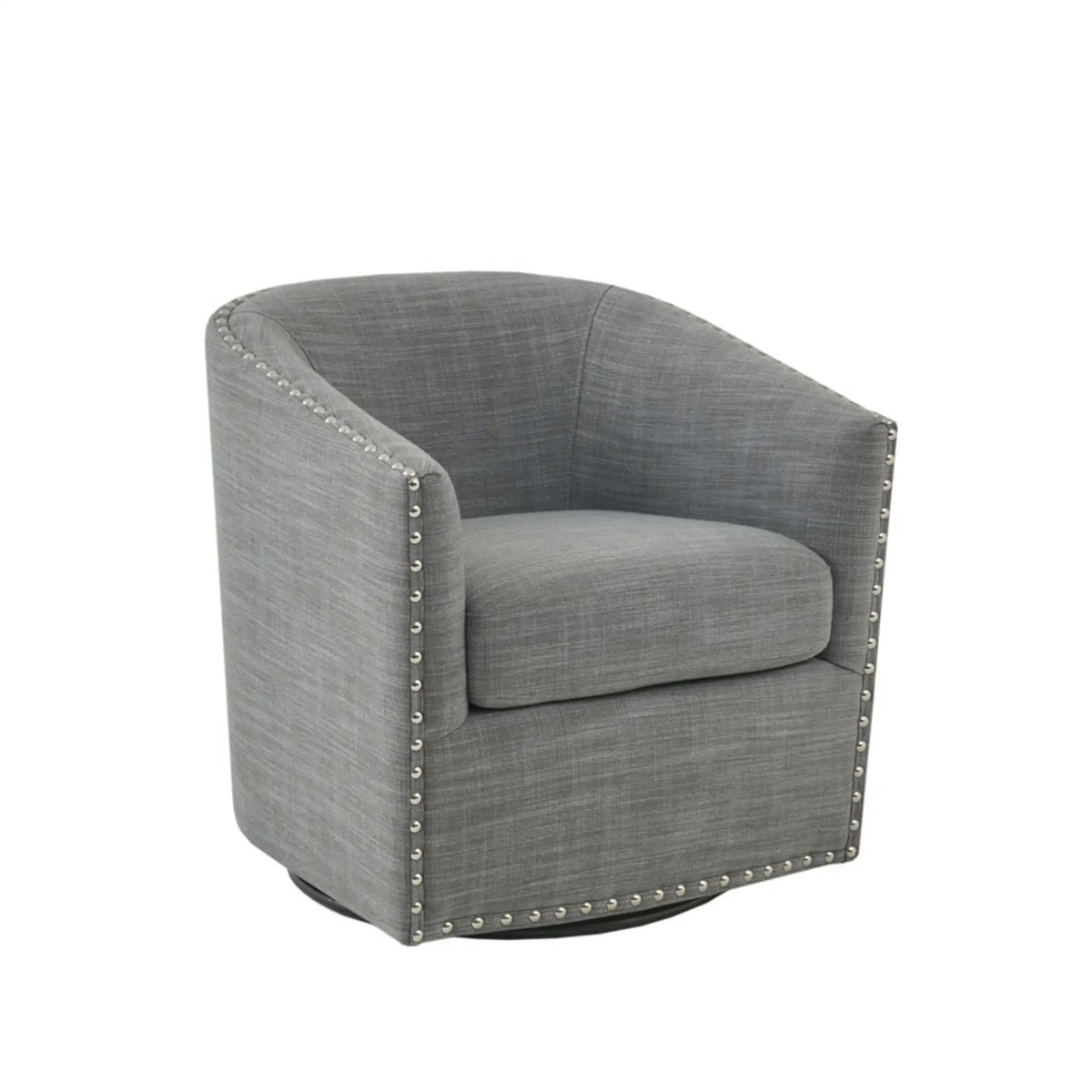 Swivel Chair With 360 Degree Rotation | Silver Nailhead Accents | Metal Base | High-Density Foam Cushion