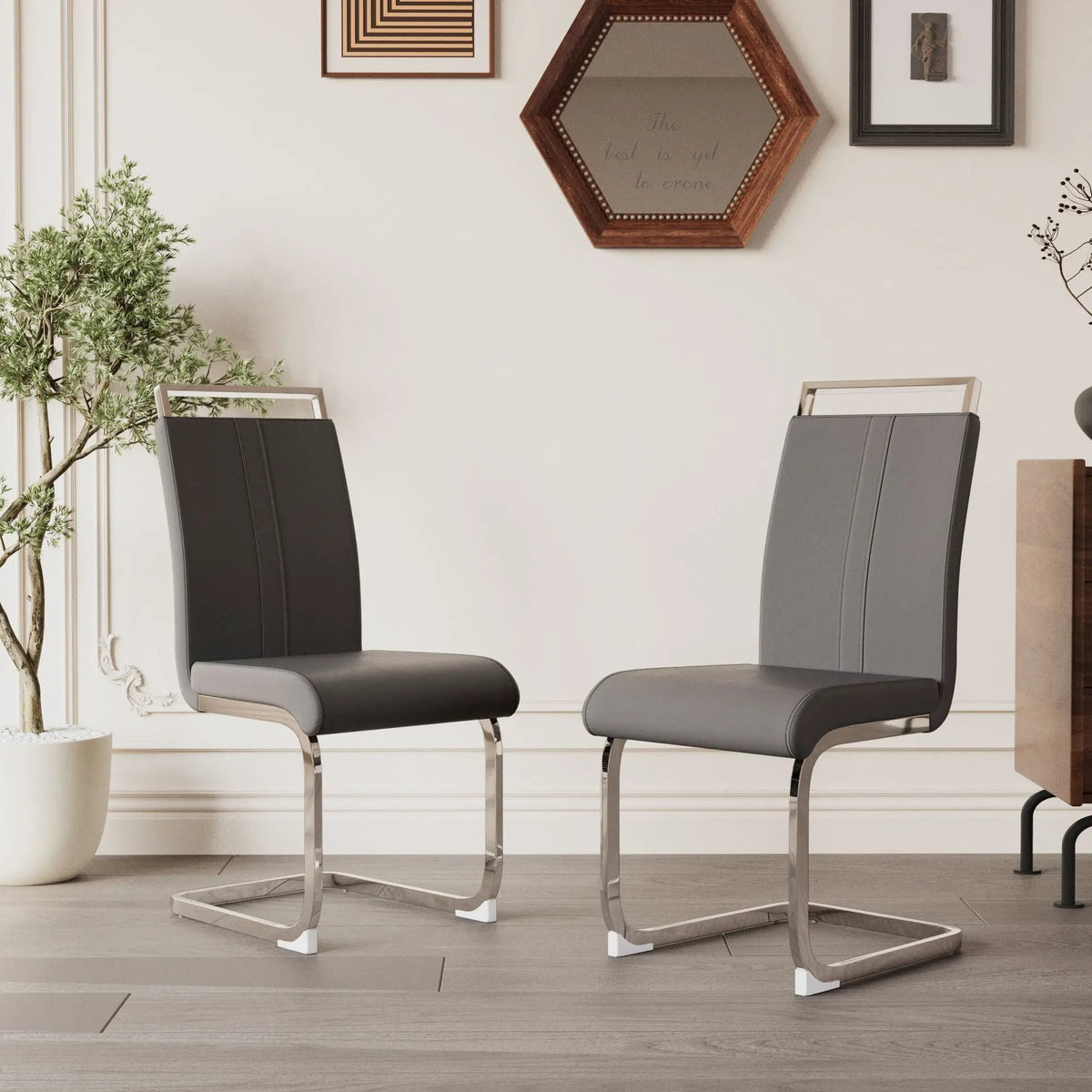 Modern Dining Chairs | Padded Seat | High Back | Accessory Bag Included