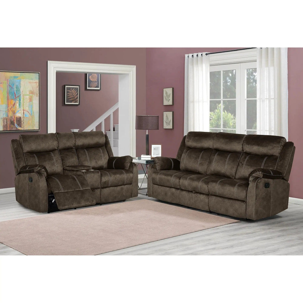 Sonet Domino Recliner Reclining Loveseat | 2 Pieces | Fabric | Living Room