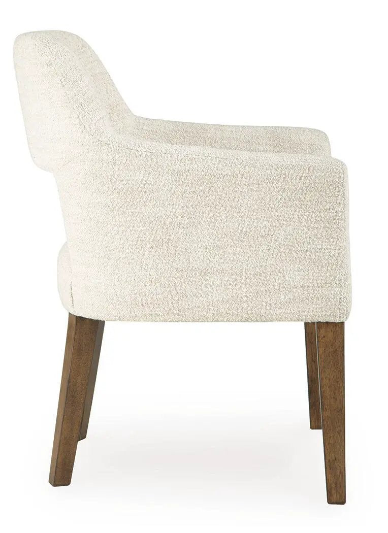 Marxmore Dining Arm Chairs | Set Of 2 | Beige And Brown | Upholstered Seats