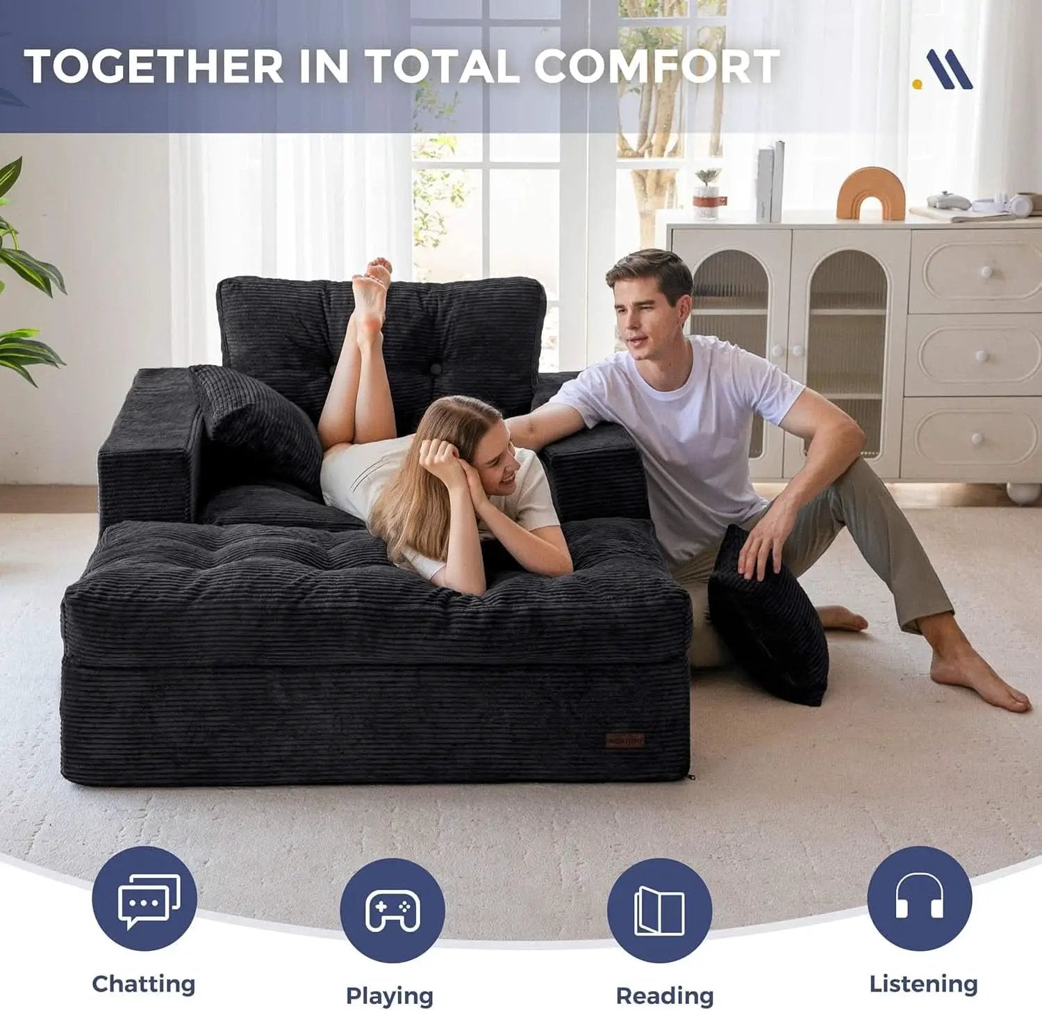 Black Luxurious Modular Sectional Sofa With Chaise from PriceLows™