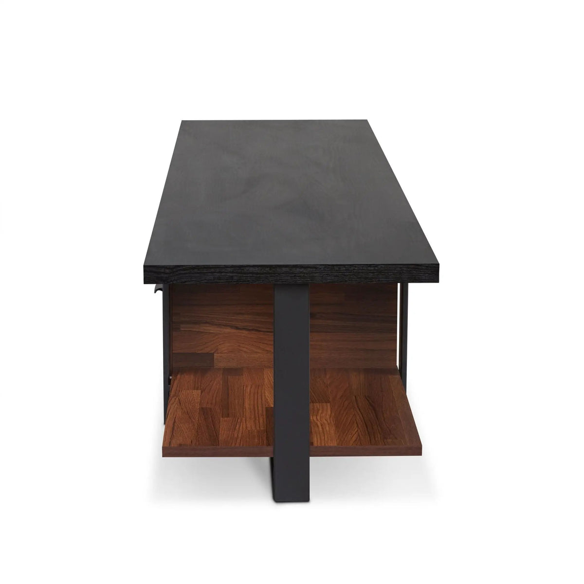 Elling TV Stand | Walnut And Black | Fits TVs Up To 55 Inch | Ball-Bearing Drawer Glides