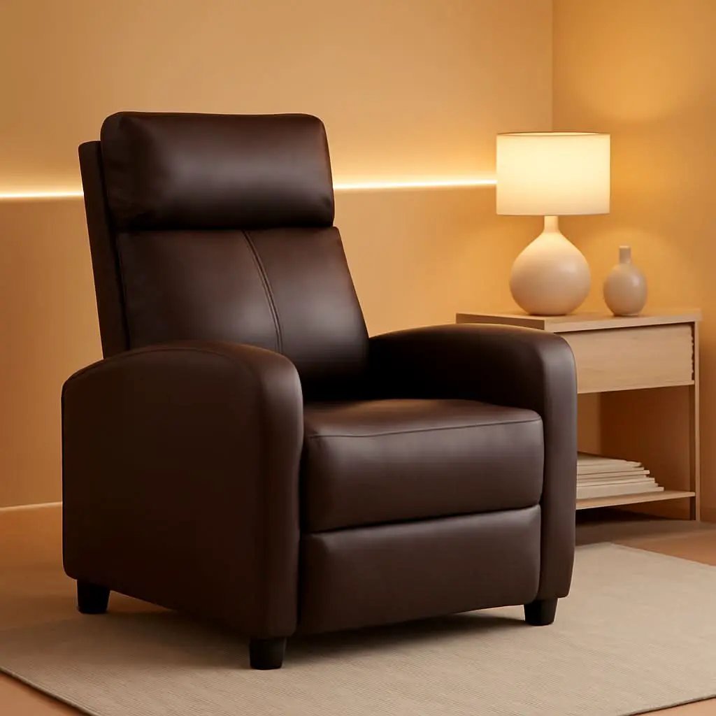 Recliner Chair Brown Adjustable Living Room Armchair from PriceLows™