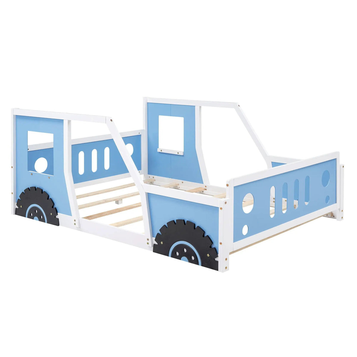 Car Shaped Platform Bed | Solid Pine Wood | Decorative Wheels