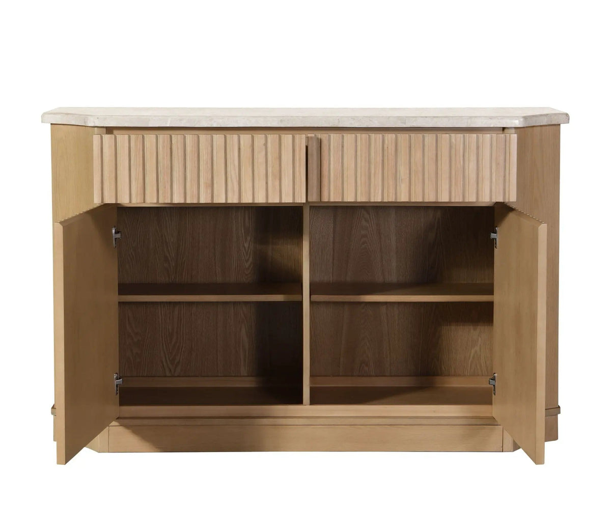 Qwin Server | 18 x 71 x 36 in | Marble & Metal | Natural Marble / Oak