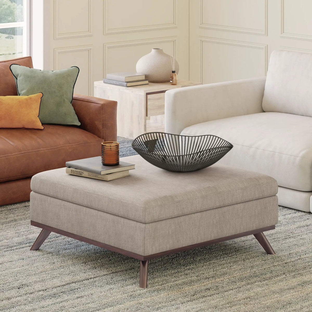 Owen Square Coffee Table Storage Ottoman | Hydraulic Lift-Up Lid | Multifunctional | 35.8 Inch Width