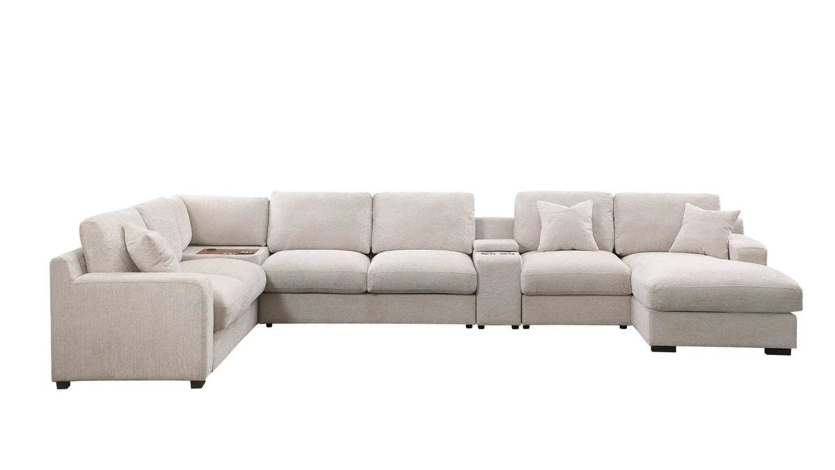 Celine Fabric Corner Sectional Sofa With Right-Facing Chaise, Cupholders, And | 3 Pieces | Fabric | Living Room