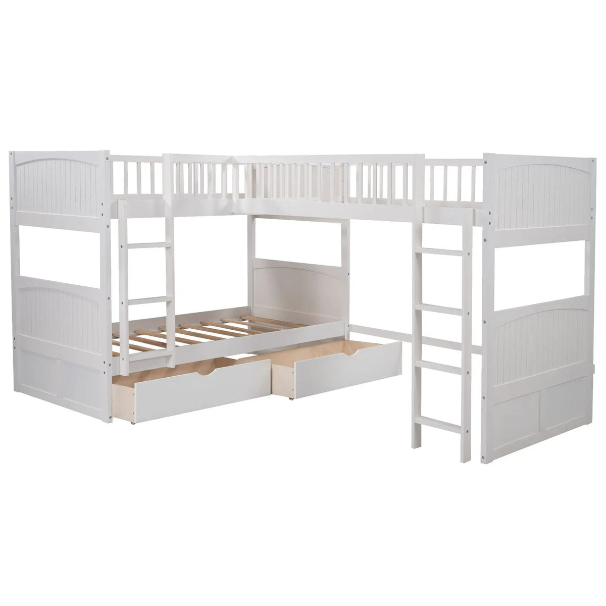 Bunk Bed With Loft | Sleeps 3 | Twin | 2 Underbed Drawers | Built In Stepladder
