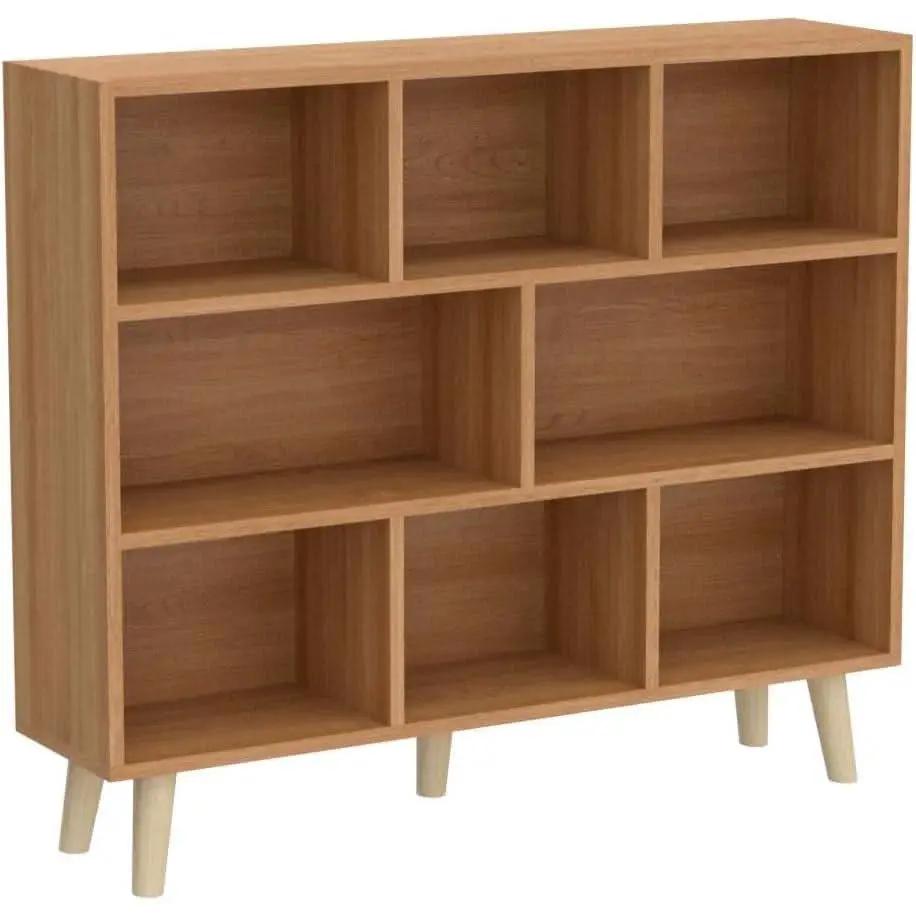Pear Yellow 3 Tier Wooden Open Shelf Bookcase With Legs from PriceLows™