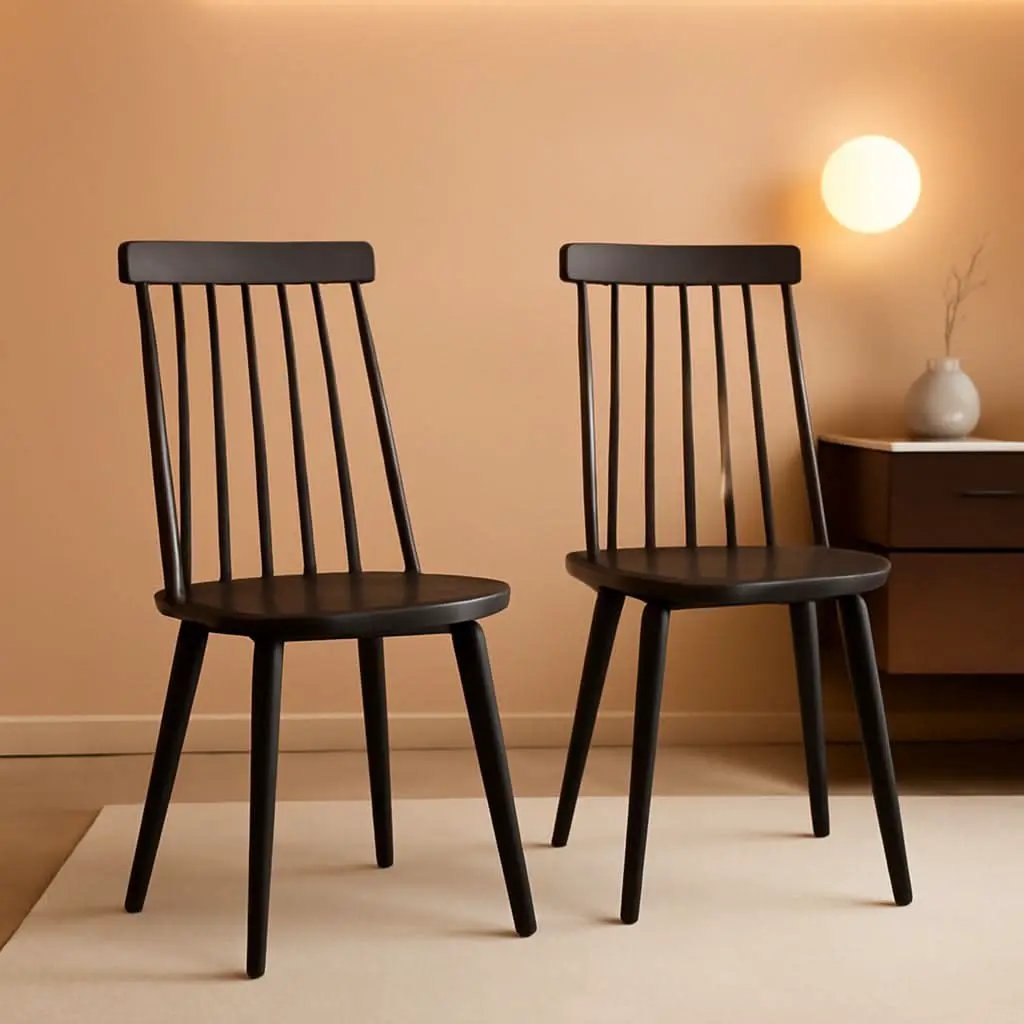 Grey Farmhouse Spindle Side Dining Chairs Set Of 2 from PriceLows™