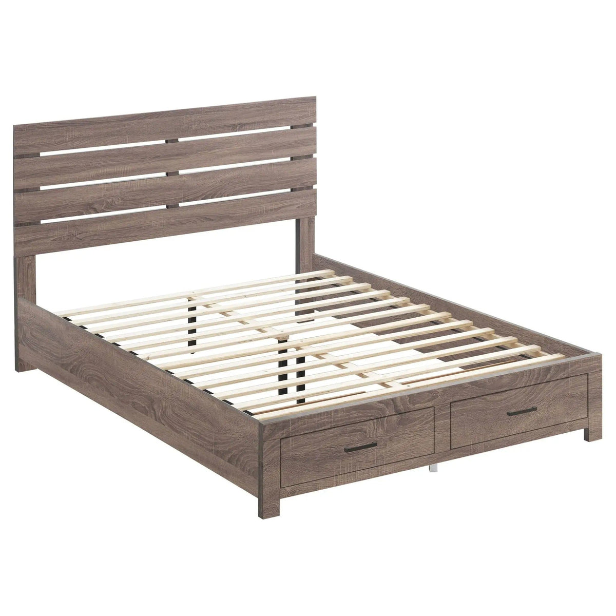 Brantford Wood Queen Storage Panel Bed Barrel | 63 x 85.75 x 48.5 in | Engineered Wood & Veneer | Oak