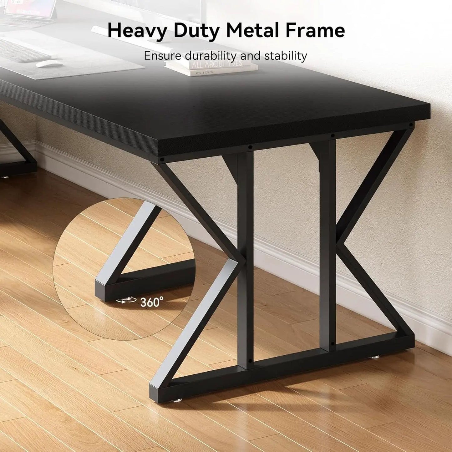 78.7 Inch Large Black Executive Desk Office Workstation from PriceLows™