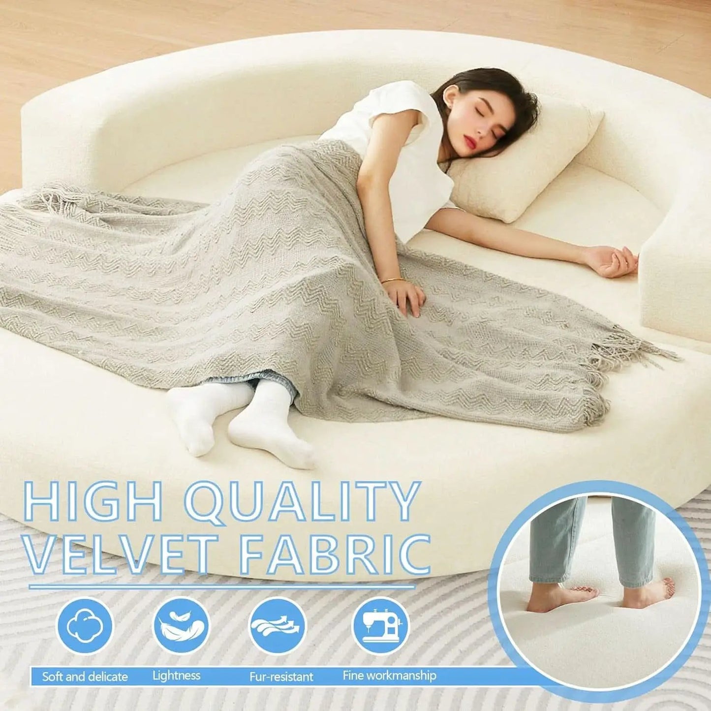 Beige 71Inch Convertible Sleeper Sofa Bed Upholstered from PriceLows™