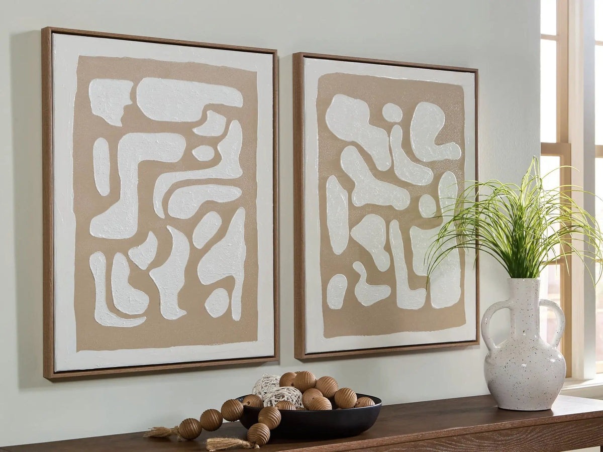 Waldett Wall Art Set (Set of 2) | 24 x 1.5 x 29.88 in | Home Furniture | Beige / White