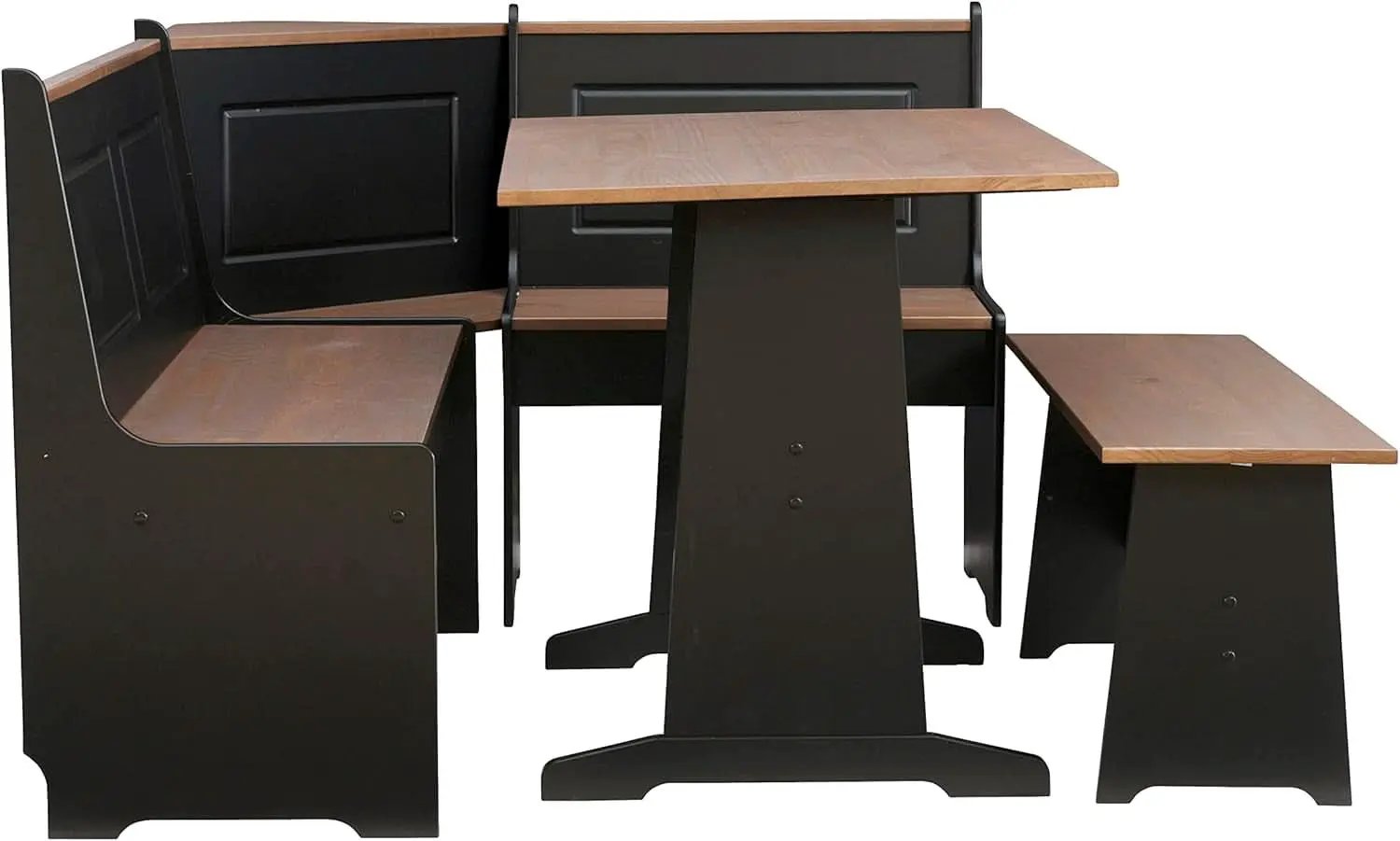 Black Pecan Five Seat Dining Set With Storage Benches from PriceLows™