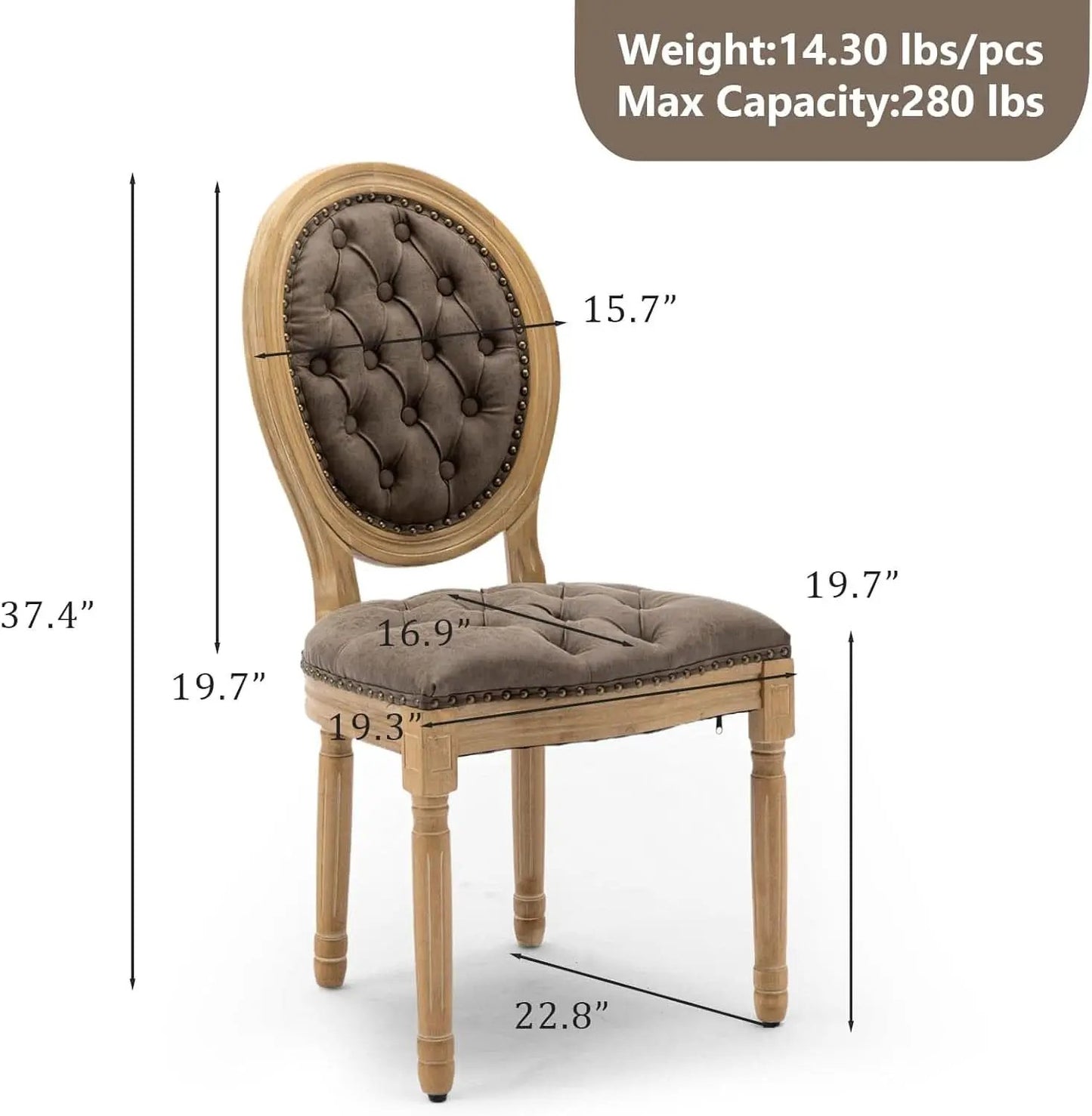 Brown PU Leather Upholstered Dining Chairs Set Of 6 from PriceLows™