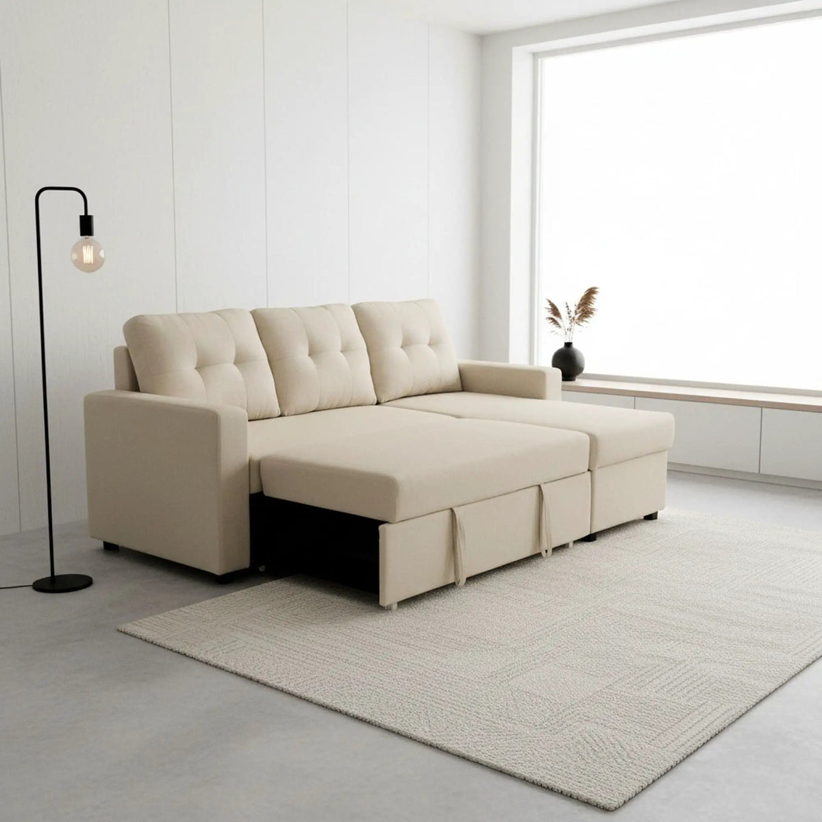 Convertible L Shaped Sectional Sleeper Sofa | Pull Out Bed | 2-in-1 Design | Space-Saving