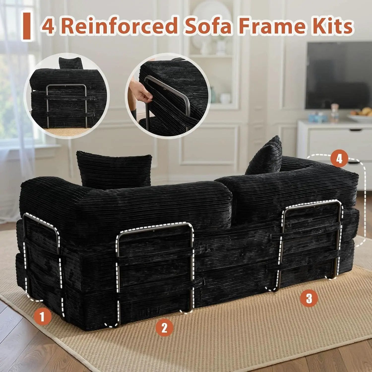 81 Inch Foldable Black Sofa Bed MemoryFoamContourPlus from PriceLows™