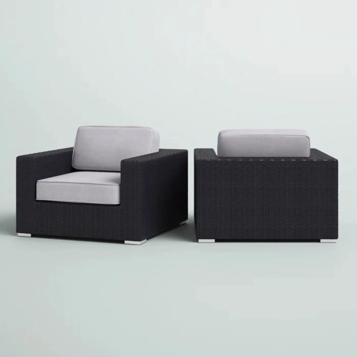 Patio Armchair With Cushions | Four Olefin Cushions | Industrial Accents | Weather-Resistant Build
