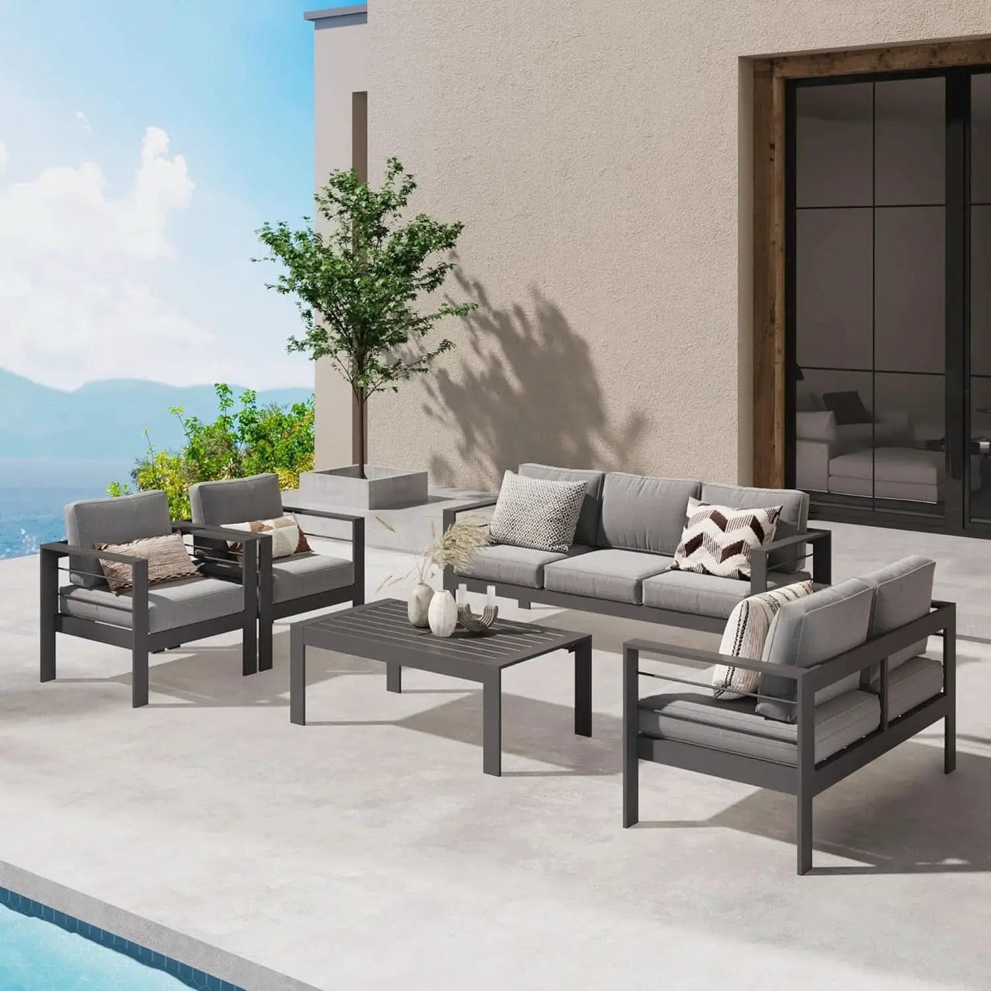 Modern Aluminum Outdoor Patio Furniture Set with Cushions from PriceLows™