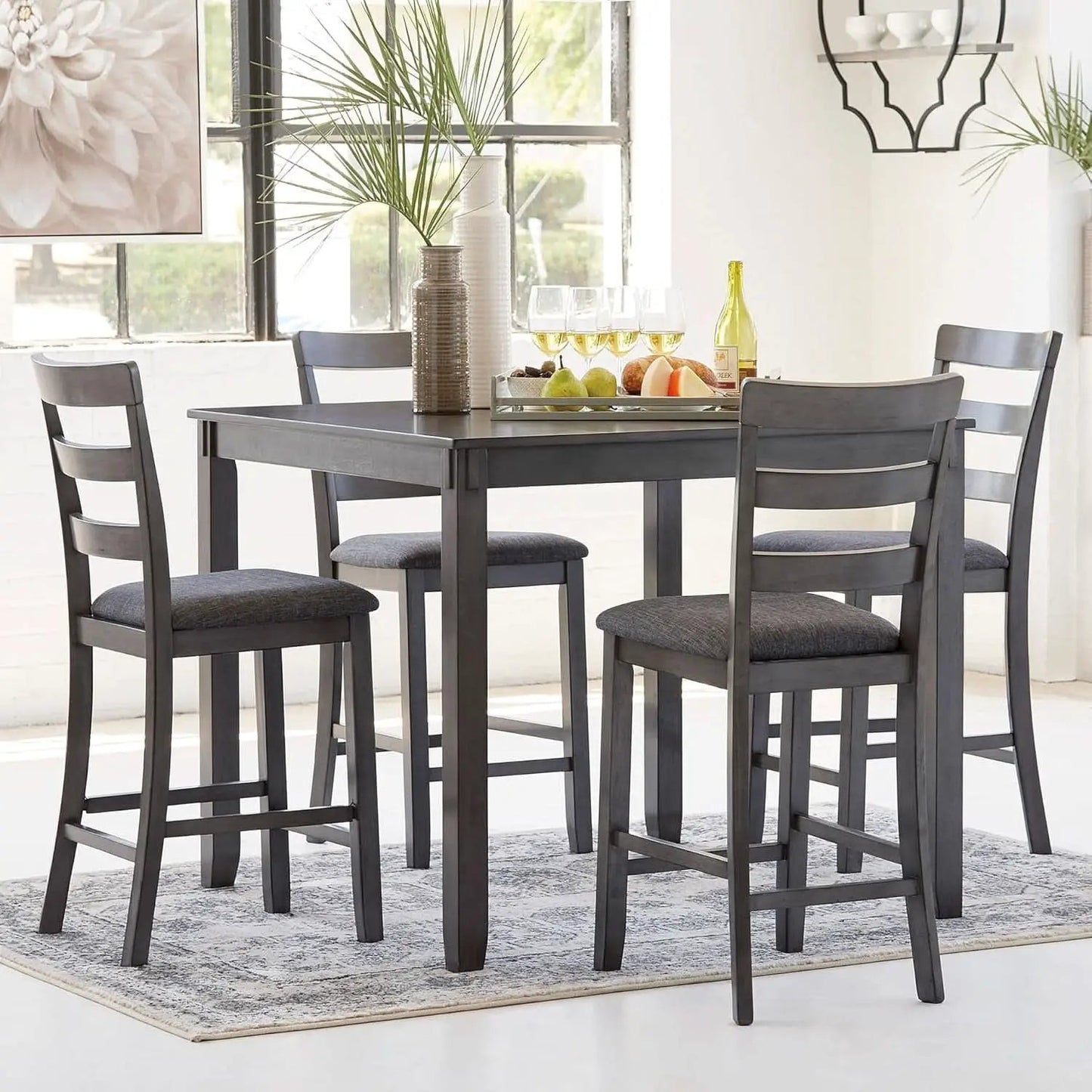 5 Piece Engineered Wood Counter Height Dining Set Gray from PriceLows™