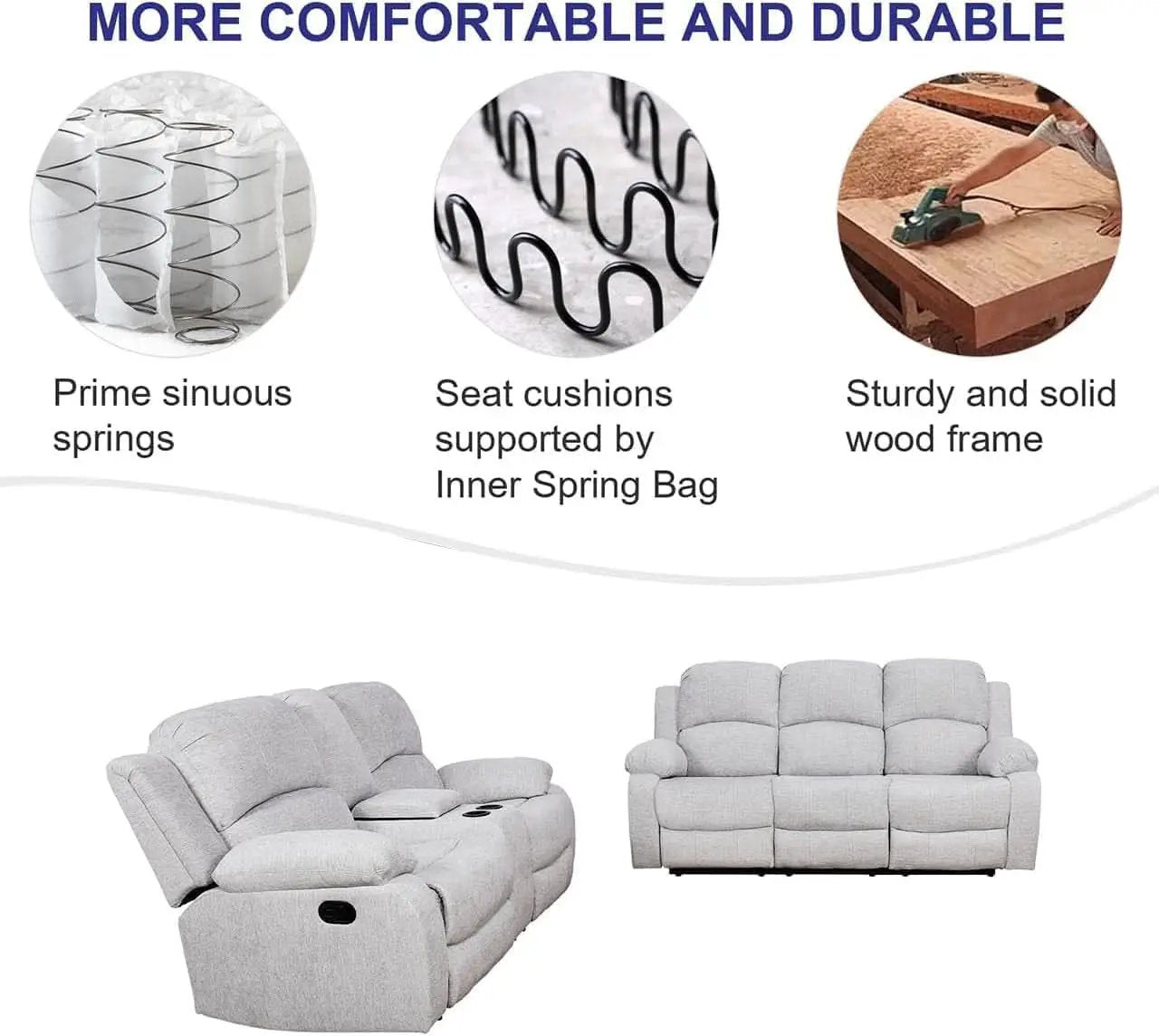 Grey Microfiber Reclining Sofa And Loveseat Set For Living Room from PriceLows™