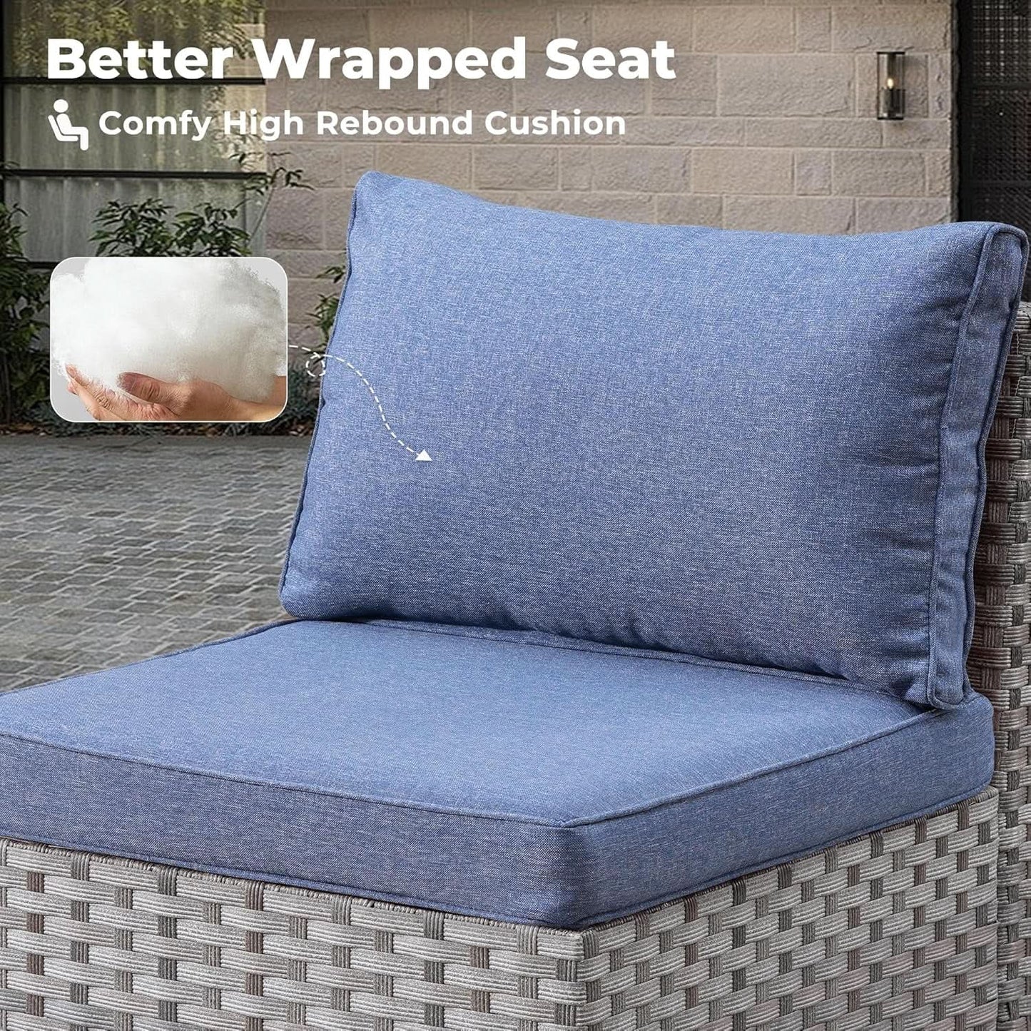 Modular Outdoor Wicker Sofa Set with Fire Pit Table from PriceLows™