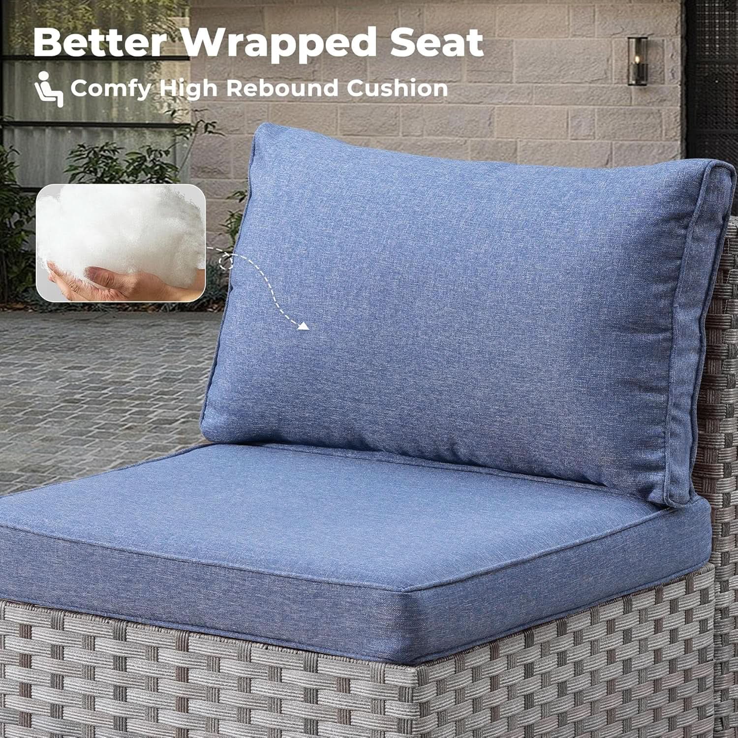 Modular Outdoor Wicker Sofa Set with Fire Pit Table from PriceLows™
