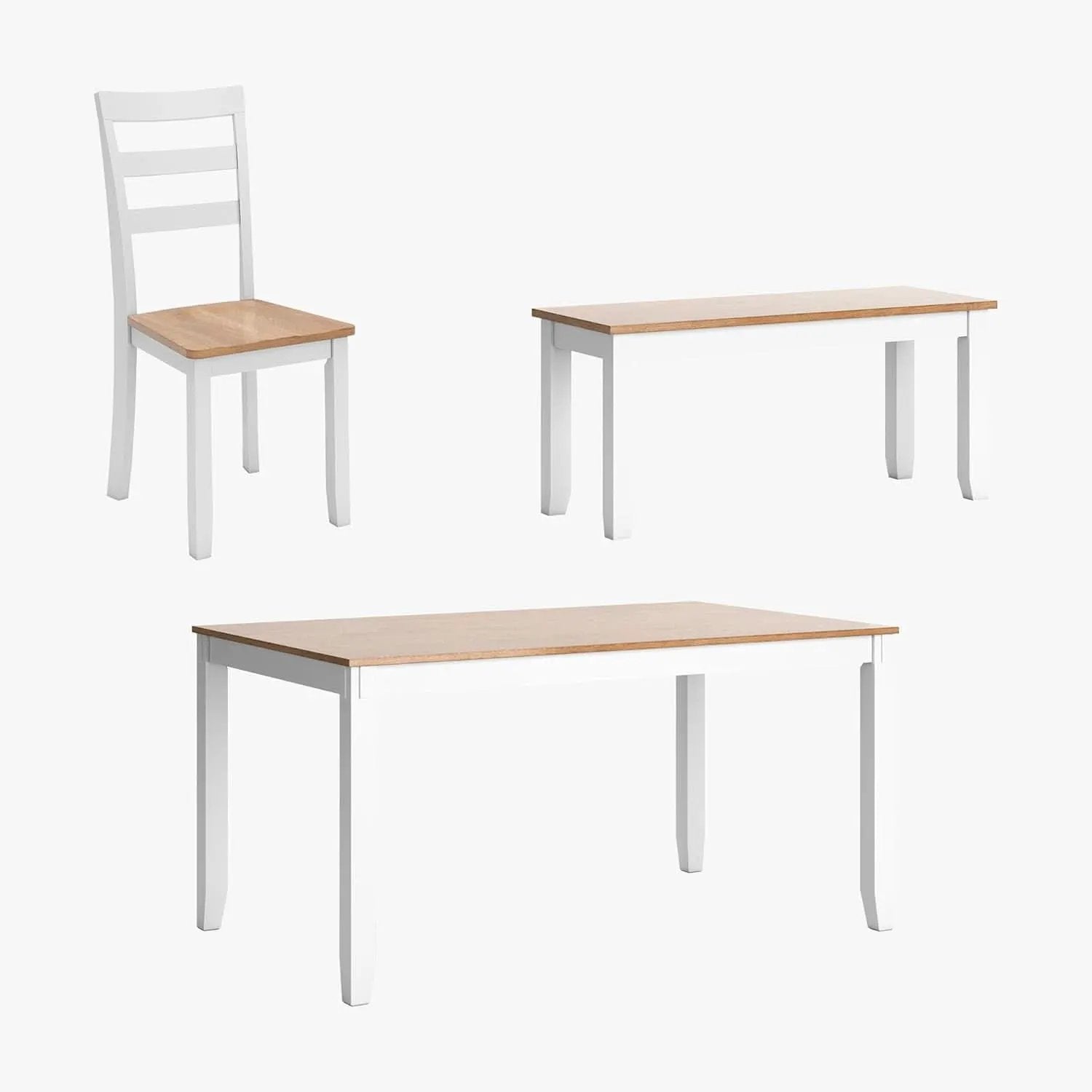 Dining Table Set White Mango Wood Contemporary Style Edition from PriceLows™