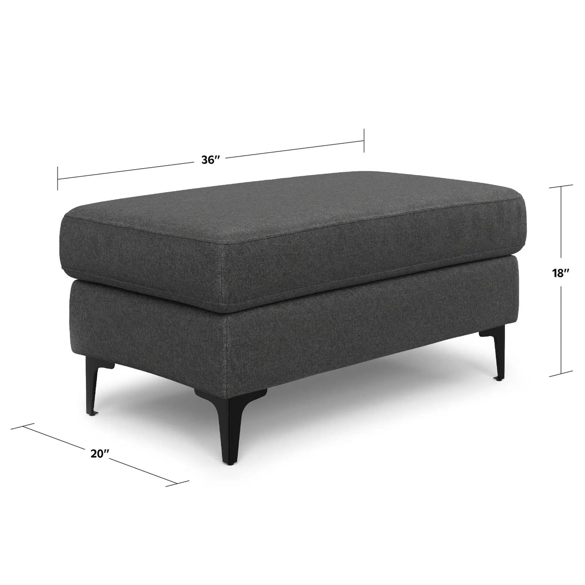 Ava Mid Century Ottoman | Performance Fabric | 100% Recycled Material | 36 Inch Width