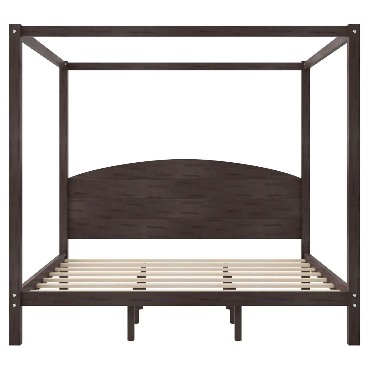 Platform Bed | Reinforced Wood Slats | Integrated Headboard