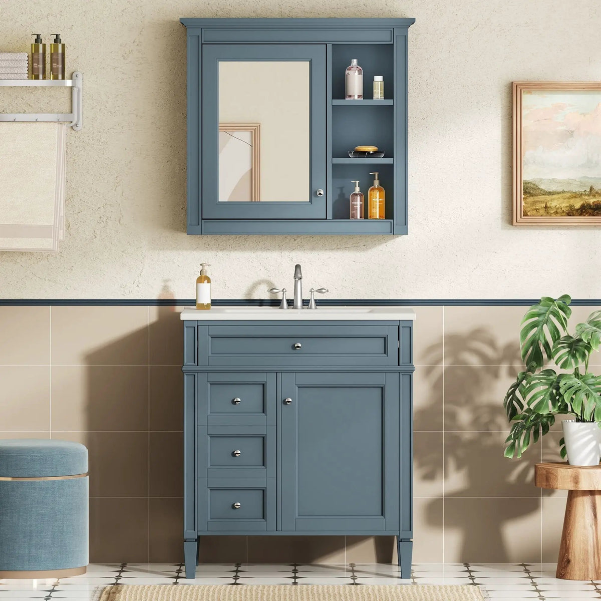 Bathroom Vanity With Medicine Cabinet | Royal Mirror Cabinet | Modern Storage | Unique Pattern Design