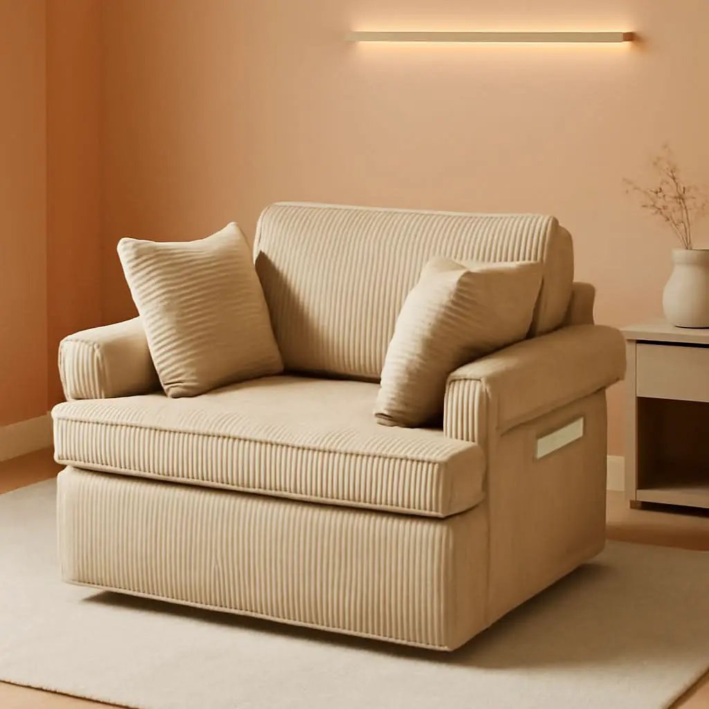 Vingl Modern 39.2Inch ExtraWide Swivel Armchair Khaki from PriceLows™
