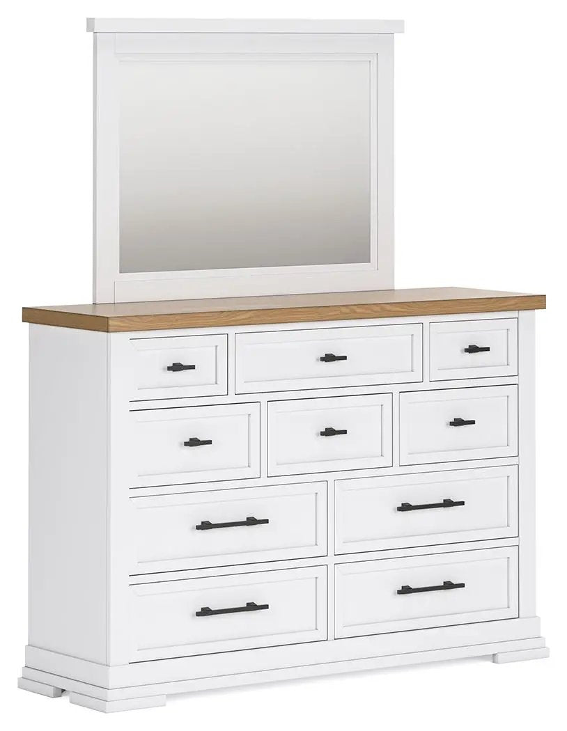 Dresser With Mirror | White Oak Top | Black Hardware | Modern Farmhouse