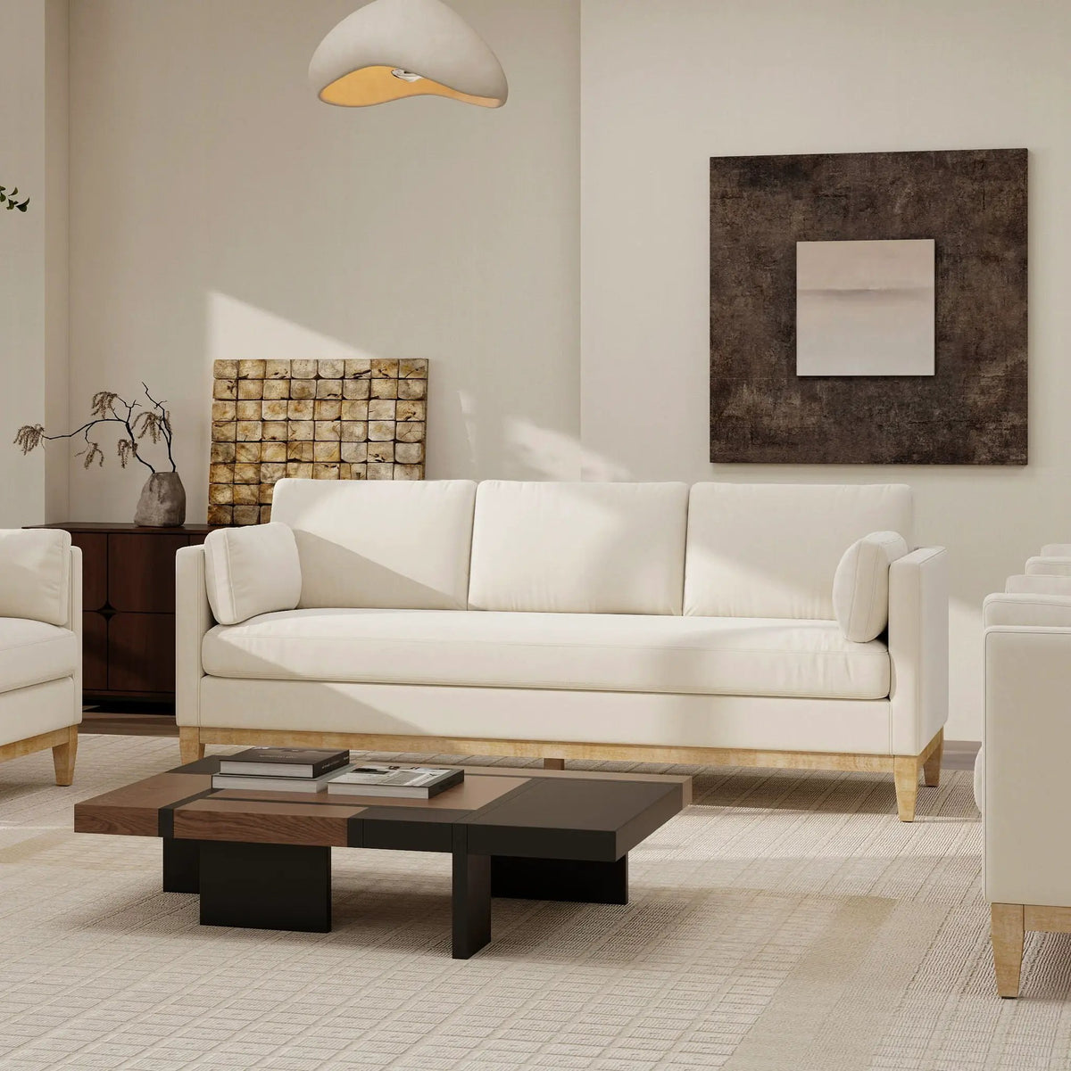 Knox Modern Farmhouse Sofa | Feather-Down Wrapped Cushions | Reversible Cushions | 84 Inch Length
